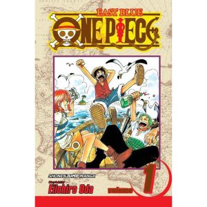 ภาพปกมังงะ One Piece Vol. 1 แสดงมังกี้ ดี. ลูฟี่และกลุ่มโจรสลัดหมวกฟาง