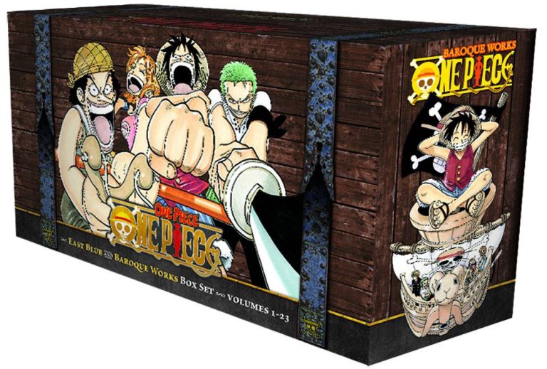 ภาพสินค้า One Piece Box Set 1: East Blue and Baroque Works แสดงกล่องและชุดมังงะจาก VIZ Media
