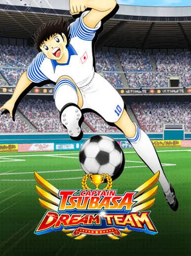 ตัวละคร Captain Tsubasa กำลังเตะฟุตบอลในภาพ Captain Tsubasa: Dream Team